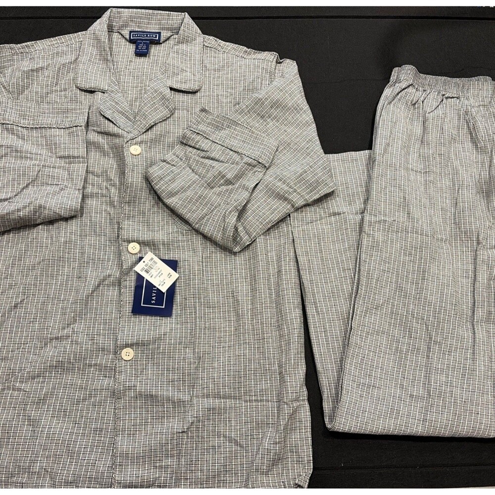 Brand New w/ Tags Men’s Saville Row Grey Pajamas Size Large Plaid Sleep Wear